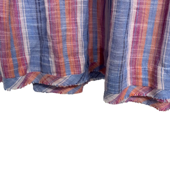 FREE PEOPLE SUMMER NIGHTS STRIPED COTTON TUNIC  MINI DRESS SHORT BELL-SLEEVE TOP - Picture 10 of 16